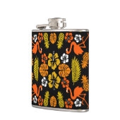 Bright Orange Floral Tropical Gemustert Flachmann (Links)