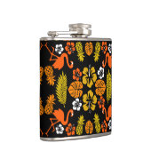 Bright Orange Floral Tropical Gemustert Flachmann (Rechts)