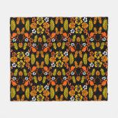 Bright Orange Floral Tropical Gemustert Fleecedecke (Vorderseite (Horizontal))