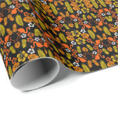Bright Orange Floral Tropical Gemustert Geschenkpapier (Rolleneckpunkt)