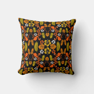 Bright Orange Floral Tropical Gemustert Kissen