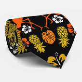 Bright Orange Floral Tropical Gemustert Krawatte (Gerollt)