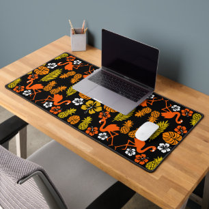 Bright Orange Floral Tropical Gemustert Schreibtischunterlage