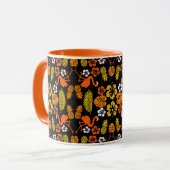 Bright Orange Floral Tropical Gemustert Tasse (Vorderseite Links)