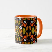 Bright Orange Floral Tropical Gemustert Tasse (VorderseiteRechts)