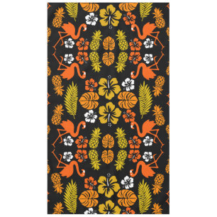 Bright Orange Floral Tropical Gemustert Tischdecke