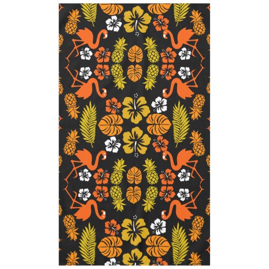 Bright Orange Floral Tropical Gemustert Tischdecke (Vorderseite)
