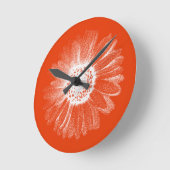 Bright Orange Floral Wall Clock Runde Wanduhr (Winkel)