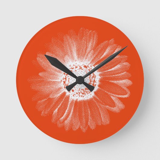 Bright Orange Floral Wall Clock Runde Wanduhr (Vorderseite)