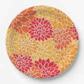 Bright Orange Flower Pattern Pappteller (Vorderseite)