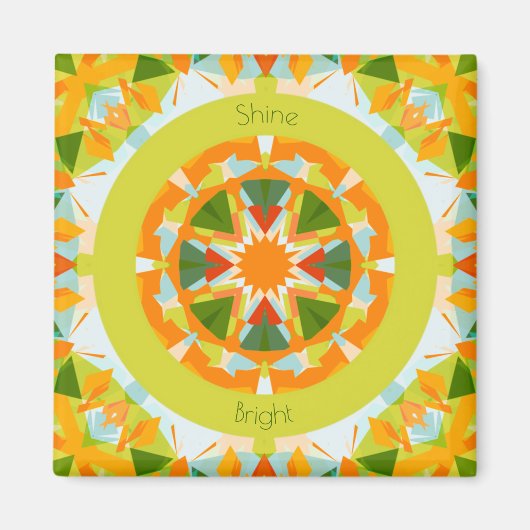Bright Orange Fun Green Shine Bright Star Kitchen Magnet (Vorne)