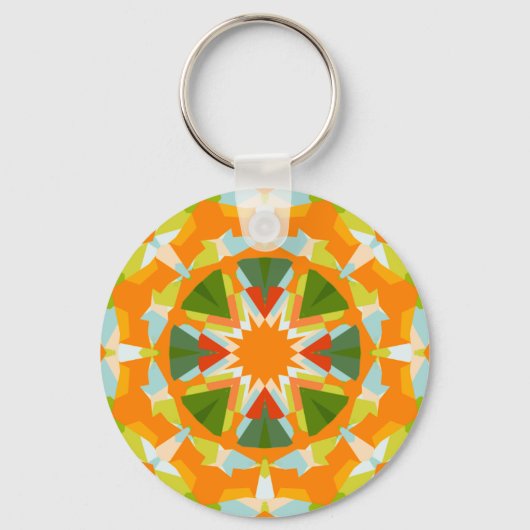 Bright Orange Fun Green Star Boho Kitsch Eclectic Schlüsselanhänger (Vorderseite)