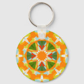 Bright Orange Fun Green Star Boho Kitsch Eclectic Schlüsselanhänger (Rückseite)
