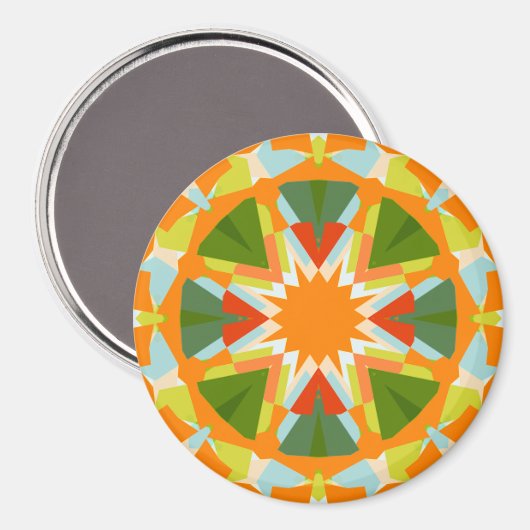 Bright Orange Fun Green Star Boho Kitsch Küche Magnet (Vorderseite/Rückseite)