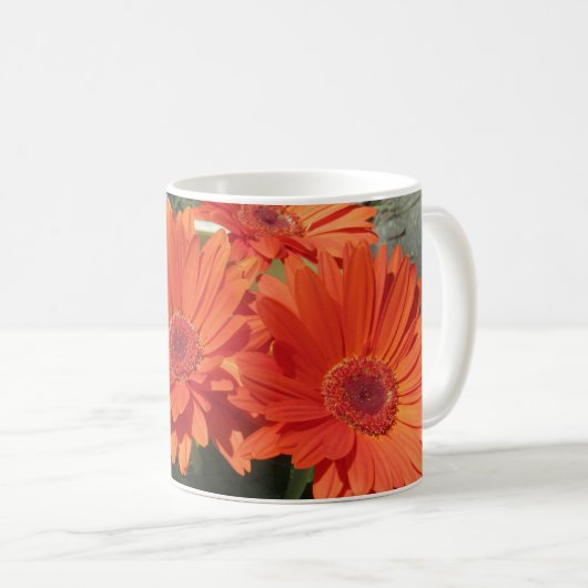 Bright Orange Gerbera Daisy Foto Kaffeetasse (VorderseiteRechts)