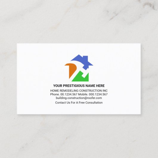 Bright Orange Gold Handyman Tools Rooftop Visitenkarte (Rückseite)