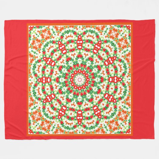 Bright Orange Green modische Bandana Shawl Fleecedecke (Vorderseite (Horizontal))