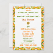 Bright Orange Green Star Baby Girl’s Boy’s Shower Einladung (Rückseite)