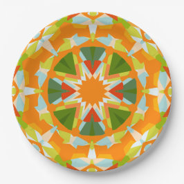 Bright Orange Green Star Baby Girl's Boy's Shower Pappteller