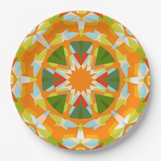 Bright Orange Green Star Baby Girl's Boy's Shower Pappteller (Vorderseite)