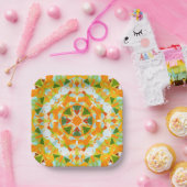 Bright Orange Green Star Baby Girl's Boy's Shower Pappteller (Party)