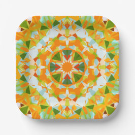 Bright Orange Green Star Baby Girl's Boy's Shower Pappteller