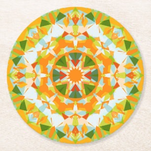 Bright Orange Green Star Baby Girl's Boy's Shower Runder Pappuntersetzer
