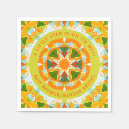 Bright Orange Green Star Baby Girl's Boy's Shower Serviette