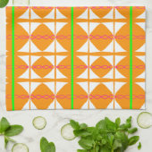 Bright orange, green, white abstract tea towel geschirrtuch (Gefaltet)