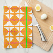 Bright orange, green, white abstract tea towel geschirrtuch (Viertel Falte)