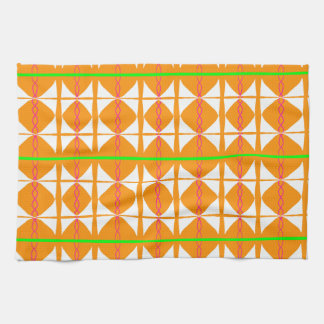 Bright orange, green, white abstract tea towel geschirrtuch