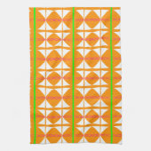 Bright orange, green, white abstract tea towel geschirrtuch (Vertikal)