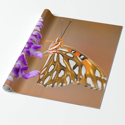 Bright Orange Gulf Fritillary Butterfly Geschenkpapier (Ungerollt)