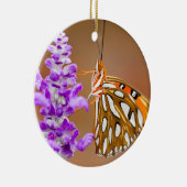 Bright Orange Gulf Fritillary Butterfly Keramik Ornament (Rechts)
