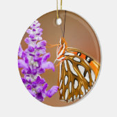 Bright Orange Gulf Fritillary Butterfly Keramik Ornament (Links)