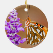Bright Orange Gulf Fritillary Butterfly Keramik Ornament (Hinten)