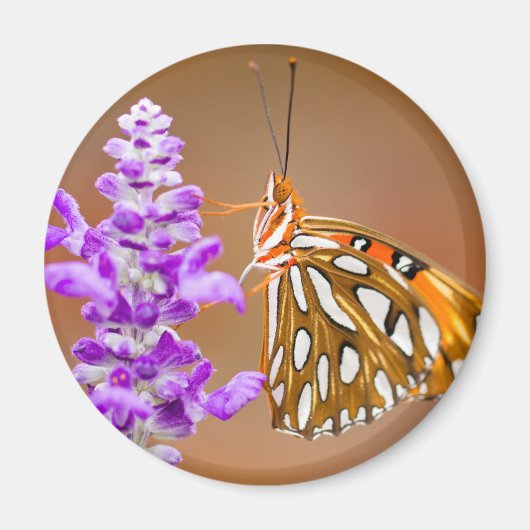 Bright Orange Gulf Fritillary Butterfly Magnet (Vorne)
