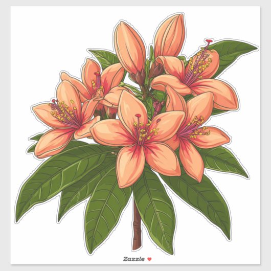 Bright Orange Hibiscus Bouquet Aufkleber (Blatt)