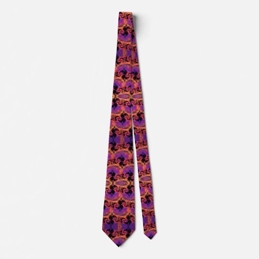 Bright Orange & Lila Neck Tie Krawatte (Vorderseite)