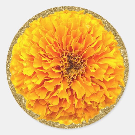 Bright Orange Marigold Gold Glitzer Stickers (Vorderseite)