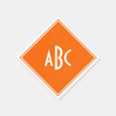 Bright Orange mit weißer Monogramm Serviette (Ecke)