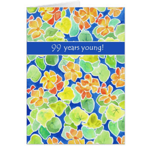Bright Orange Nasturtiums Floral 99. Geburtstag