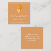 Bright Orange Nutritionist Diätetiker Orange Citru Quadratische Visitenkarte (Vorne/Hinten)