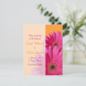 Bright Orange Pink Gerbera Daisy Save the Date (Stehend Vorderseite)
