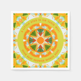 Bright Orange Playful Green Fun Star Baby Shower Serviette