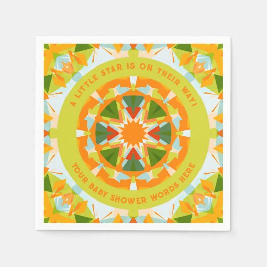 Bright Orange Playful Green Fun Star Baby Shower Serviette (Vorderseite)