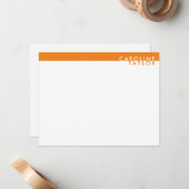 Bright Orange Preppy Individuelle Name Stationery Mitteilungskarte (Vorderseite/Rückseite Beispiel)