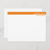 Bright Orange Preppy Individuelle Name Stationery Mitteilungskarte (Vorne/Hinten)