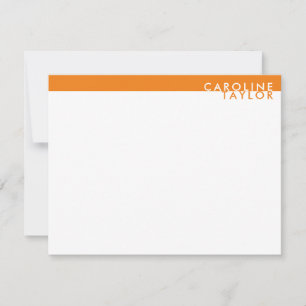 Bright Orange Preppy Individuelle Name Stationery Mitteilungskarte