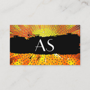 Bright Orange Reds Dot-Muster Monogramm Visitenkarte